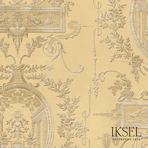 Современный обои - RW407 Louis XVI Medallions - Iksel Decorative Arts - из стекловолокна / виниловый / с цветочным мотивом