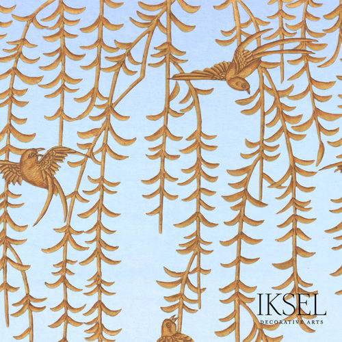 Современный обои - RW601 Japanese Birds P. - Iksel Decorative Arts - из стекловолокна / виниловый / природный мотив