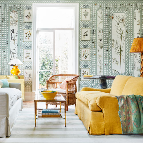 Современный обои - AR409 French Trellis Herbier - Iksel Decorative Arts - виниловый / из стекловолокна / в цветочек