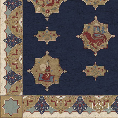 Современный обои - CE164F Aleppo Blue Flat Ceiling - Iksel Decorative Arts - виниловый / из стекловолокна / природный мотив