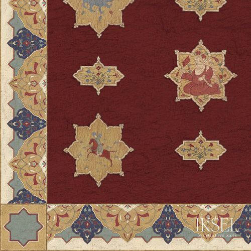 Современный обои - CE163F Aleppo Red Flat Ceiling - Iksel Decorative Arts - виниловый / из стекловолокна / природный мотив