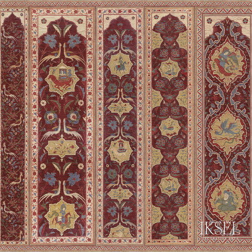 Современный обои - AR201 Aleppo Red - Iksel Decorative Arts - из стекловолокна / виниловый / в цветочек