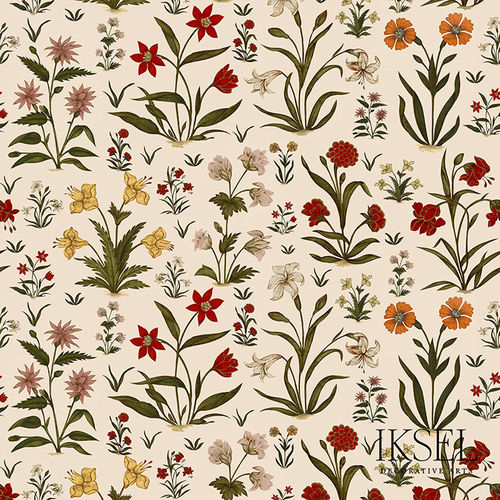 Современный обои - RW315 Mogul Flowers - Iksel Decorative Arts - виниловый / из стекловолокна / природный мотив