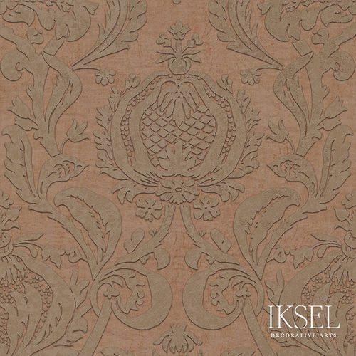 Современный обои - RW402 Pomegranate Damask - Iksel Decorative Arts - виниловый / из стекловолокна / природный мотив