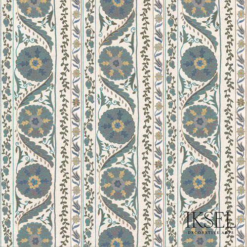 Современный обои - RW504 Suzani Borders - Iksel Decorative Arts - виниловый / из стекловолокна / в цветочек
