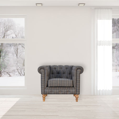 Кресло честерфилд - PEWTER TWEED - Artisan Furniture - из ткани / из цельной древесины / ручной работы