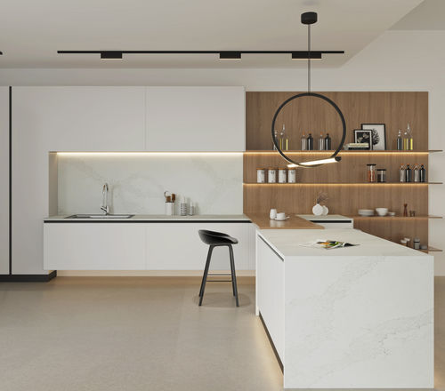 Рабочая поверхность из восстановленного камня - Calacatta Era - Fujian Ultracera New Materials CO.,Ltd - из композита / из камня / для профессиональной кухни
