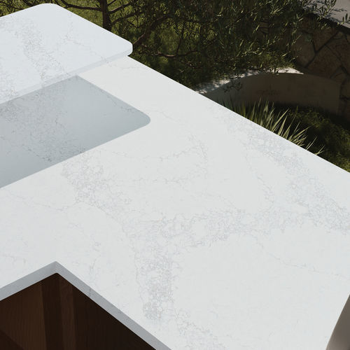 Рабочая поверхность из кремнезема - Calacatta Era - Fujian Ultracera New Materials CO.,Ltd - синтетическая / для кухни / для ванной комнаты