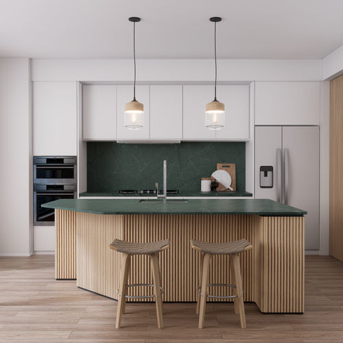 Рабочая поверхность из восстановленного камня - VERDANT MIST - Fujian Ultracera New Materials CO.,Ltd - из композита / из камня / для профессиональной кухни
