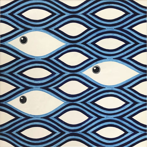Плитка из керамики - Piscis 1 - mavi ceramica - полуглянцевая / окрашенная / для интерьера