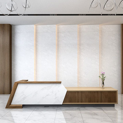 Угловая административная стойка - I-Key - Zhejiang Sunon Furniture Manufacture Co., Ltd. - из фанерованной древесины / из мрамора
