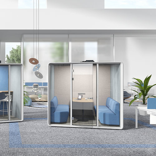 Акустическая рабочий стол POD - N-Space - Zhejiang Sunon Furniture Manufacture Co., Ltd. - с застекленной дверью / модульная / со встроенным светодиодным светильником
