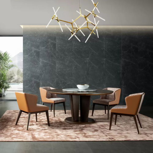 Современный комплект стол - стулья - L12 - Zhongshan Four Seas Furniture MFG. Ltd. - для интерьера / из фанерованной древесины / круглый
