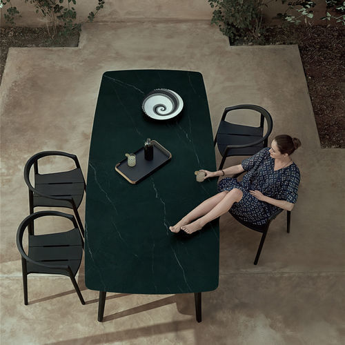Плита из камня из спеченного камня - NERO MARQUINA - Guangdong Overland Ceramics Co., Ltd. - для кухни / имитация мрамора / зеленая