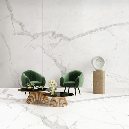Плита из камня из спеченного камня - STATUARIO ELEGANT - Guangdong Overland Ceramics Co., Ltd. - для внутренней компоновки / полированная / матовая