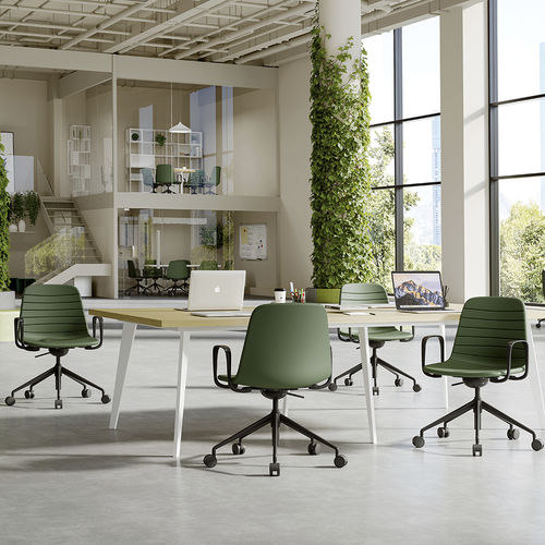 Стул для работы из алюминия - Lola 07 - Foshan Orcco Furniture Co., Ltd. - из кожи / из ткани / поворотный