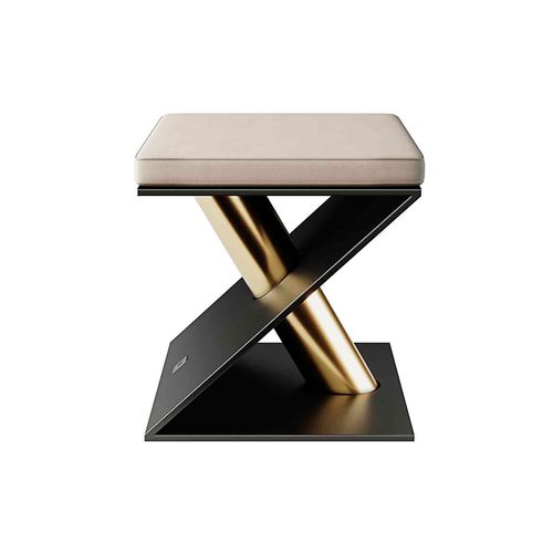 Современный табурет - X STOOL - Hommés Studio - из бархата / с основанием из окрашенной стали / с основанием из железа