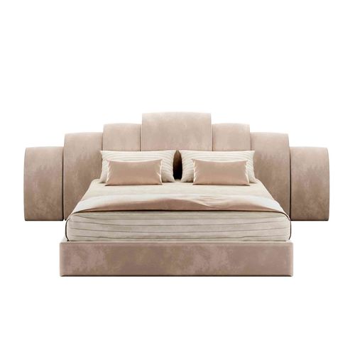 Двуспальная кровать - KARA BED - Hommés Studio - современная / обитая / с изголовьем