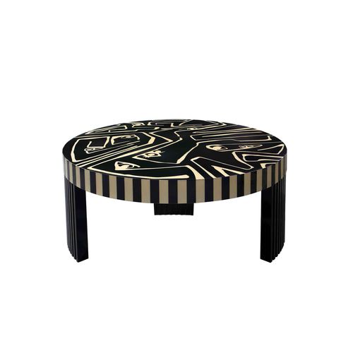 Современный журнальный столик - PICASSO CENTER TABLE - Hommés Studio - из фанерованной древесины / с основанием из лакированной древесины / круглый