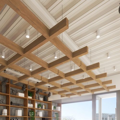 Акустический баффл из дерева - FREE GRID - The Acoustics Company SAS - потолочный / квадратный / огнестойкий
