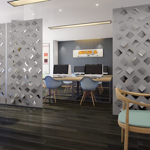 Подвесная акустическая панель - FLEX - The Acoustics Company SAS - для разделителя пространства / из ПЭТФ / прямоугольная