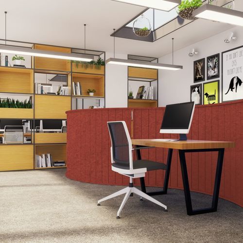 Самонесущая акустическая панель - POSHARC - The Acoustics Company SAS - из ПЭТФ / изогнутая / имитация ткани