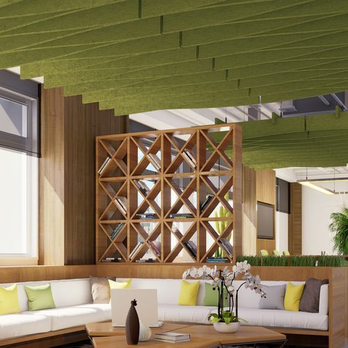 Акустический баффл из ПЭТФ - ALPHA CANOPY - PYRAMID - The Acoustics Company SAS - подвесной / декоративный / из долговечных материалов