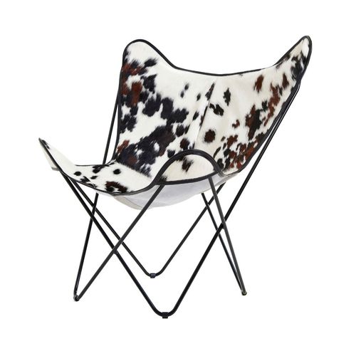 Cтул уникальный дизайн - BKF SOFT NATURAL NORMANDE COWHIDE - Butterfly Original - для интерьера / из воловьей кожи / с основанием из стали