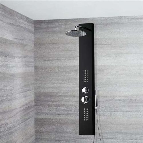 Душевая стойка из нержавеющей стали - A805 - FontanaShowers - черная / настенная / современная