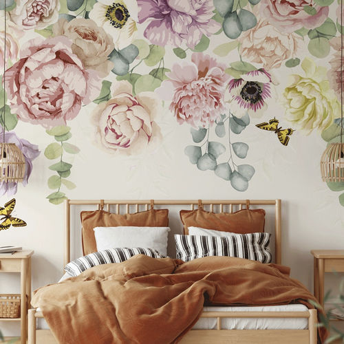 Современный обои - jardin - MuralConcept - из нетканых материалов / в цветочек / панорамный