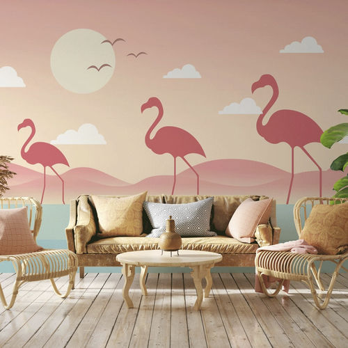 Обои для детской - tropical flamant rose - MuralConcept - современный / из нетканых материалов / панорамный