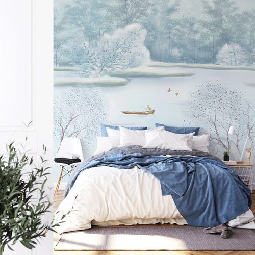 Современный обои - aquarelle hiver mystique - MuralConcept - из нетканых материалов / панорамный / синий