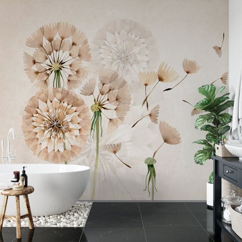 Современный обои - pissenlit - MuralConcept - из нетканых материалов / в цветочек / коричневый