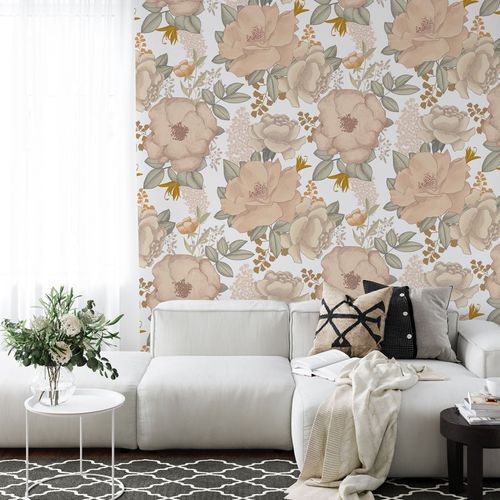 Современный обои - pastel terracotta - MuralConcept - из нетканых материалов / в цветочек / коричневый