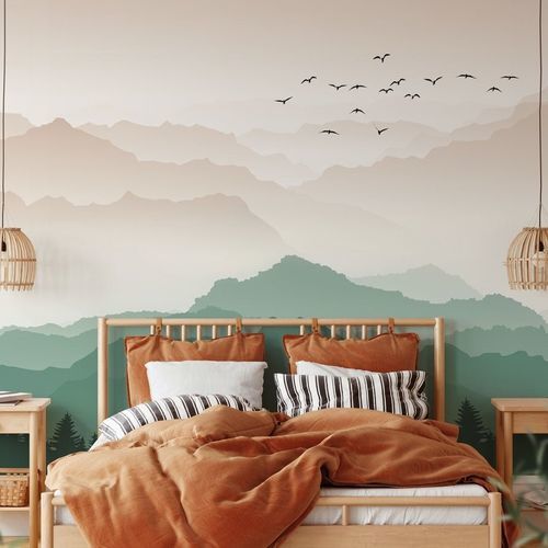 Современный обои - montagne dans brume terracotta - MuralConcept - из нетканых материалов / панорамный / зеленый