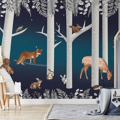 Современный обои - bois enchanté & ses animaux nuit étoilée - MuralConcept - из нетканых материалов / природный мотив / панорамный