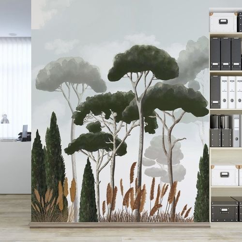 Современный обои - cyprès pins & herbes de la pampa - MuralConcept - из нетканых материалов / природный мотив / панорамный