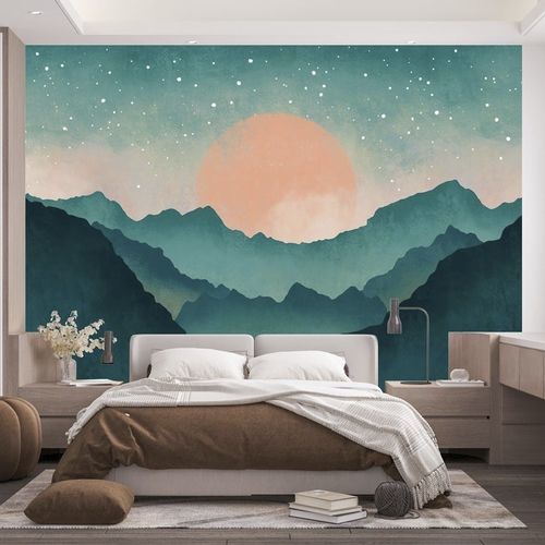 Современный обои - montagne brume turquoise - MuralConcept - из нетканых материалов / панорамный / зеленый