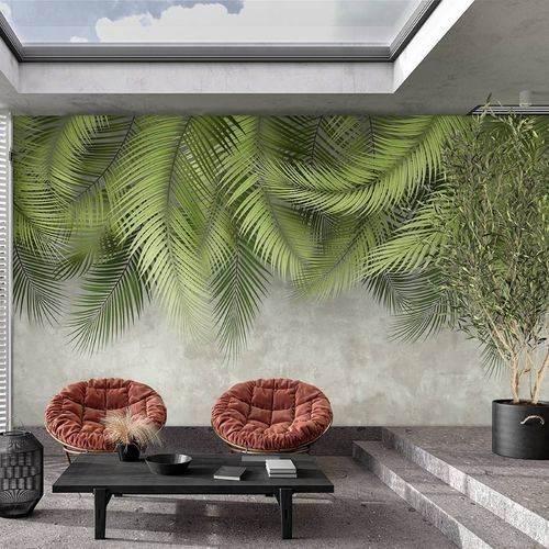 Современный обои - feuille palmier & mur ciment - MuralConcept - из нетканых материалов / природный мотив / панорамный
