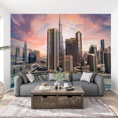 Современный обои - Dubai city sunset - MuralConcept - из нетканых материалов / панорамный / многоцветный