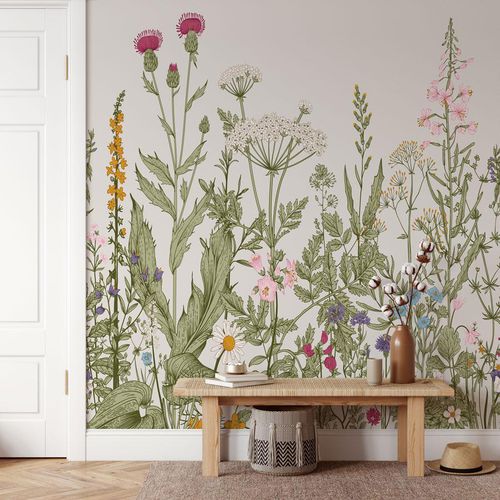 Современный обои - botanique folk romantique - MuralConcept - из нетканых материалов / в цветочек / панорамный
