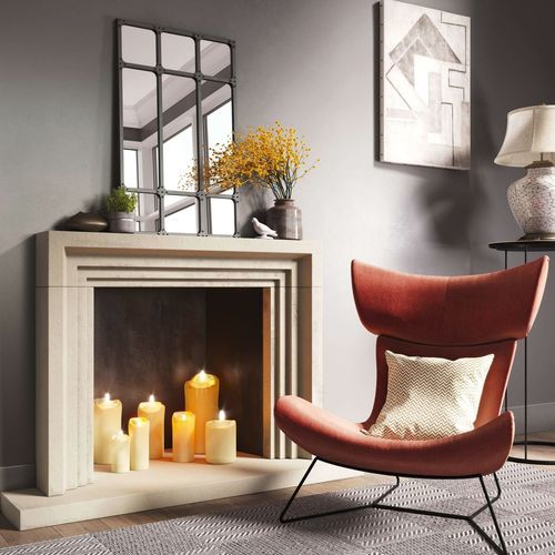 Классическая облицовка камина - ADENELLE - Tartaruga Design Inc - из бетона / бежевая