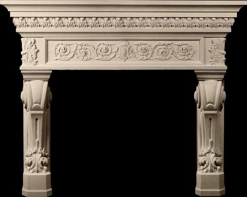 Классическая облицовка камина - BELFIORE  - Tartaruga Design Inc - из камня / белая