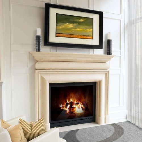 Облицовка камина традиционный стиль - BOLECTION LOWER MANTEL – OVOLO FRIEZE - Tartaruga Design Inc - из камня / белая