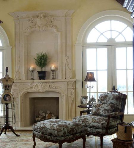 Портал для камина в стиле Людовика XIV - BOURGES - OVERMANTEL - Tartaruga Design Inc - из камня / белый