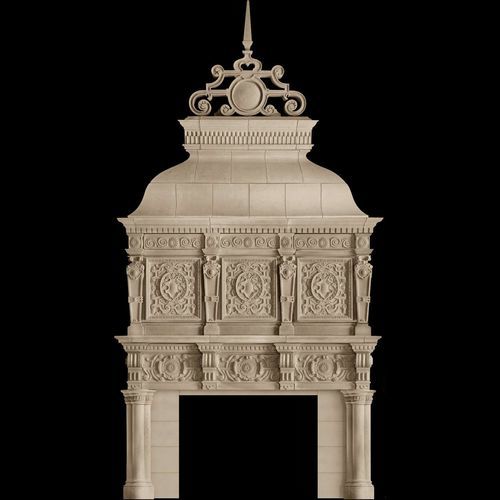 Классический портал для камина - DEVON – OVERMANTEL - Tartaruga Design Inc - из камня / белый