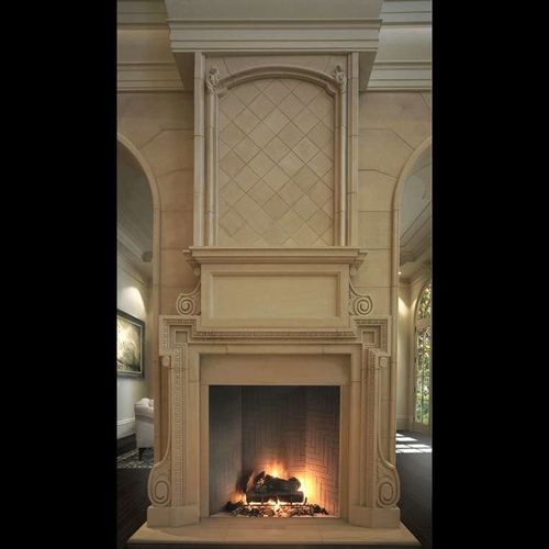 Классическая Отделка для камина - ENGLISH REGENCY – BROKEN PEDIMENT - Tartaruga Design Inc - из камня / белая