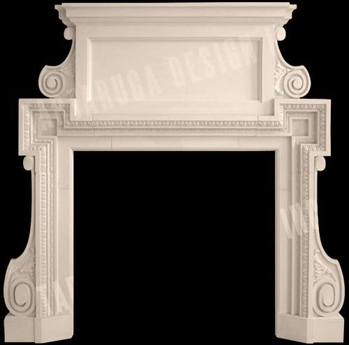 Классическая Отделка для камина - ENGLISH REGENCY – SECONDARY PEDIMENT - Tartaruga Design Inc - из камня / белая
