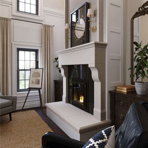 Классическая облицовка камина - FRENCH COUNTRY - Tartaruga Design Inc - из камня / белая