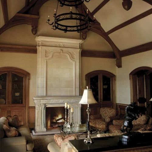 Классический портал для камина - FRENCH GOTHIC – OVERMANTEL - Tartaruga Design Inc - из камня / белый